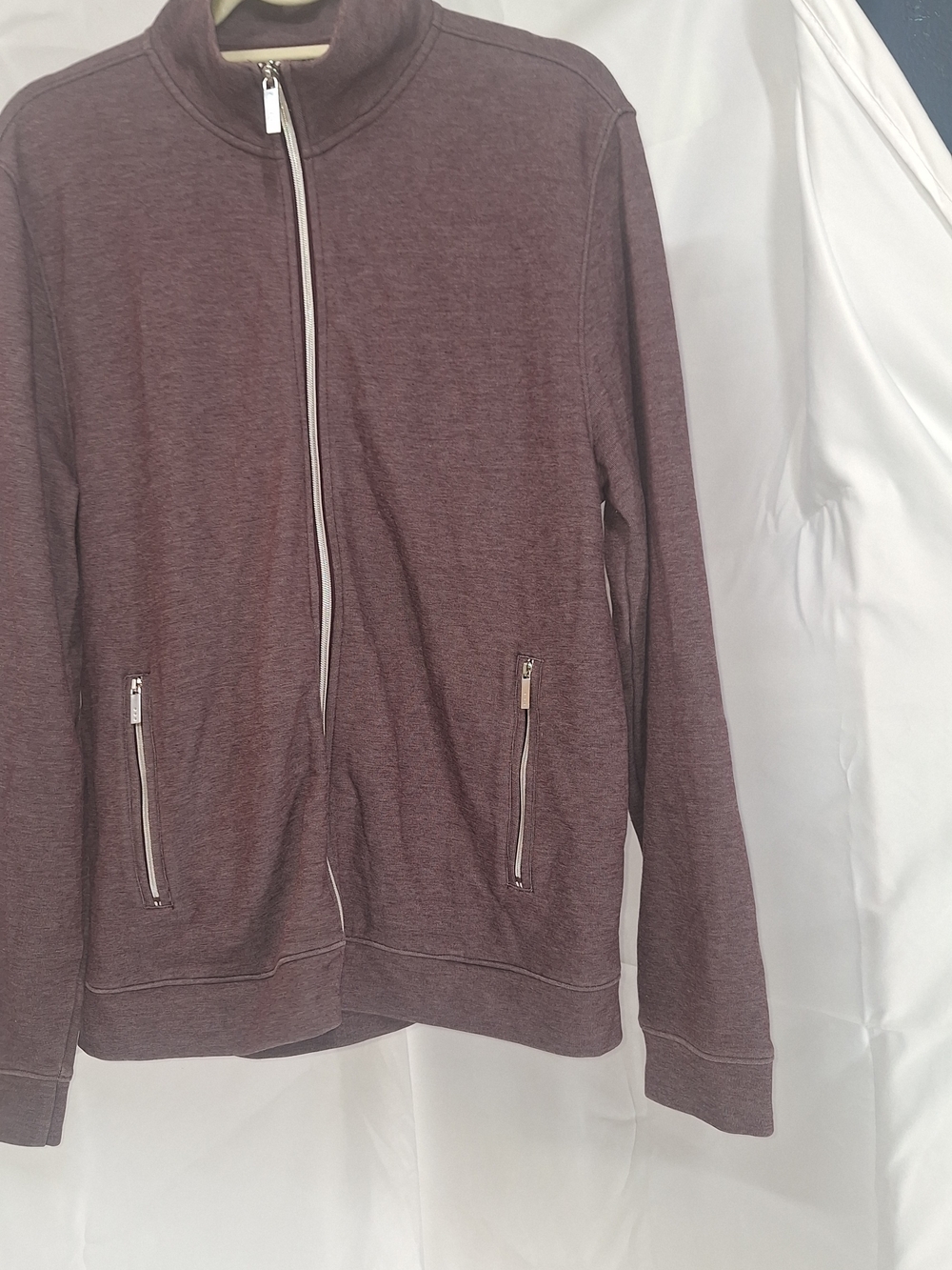 Perry Ellis Men's Full-Zip Heathered Burgundy Jacket